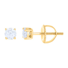 10 kt Gold Earrings 4 mm With Moissanite Ctw 0.60