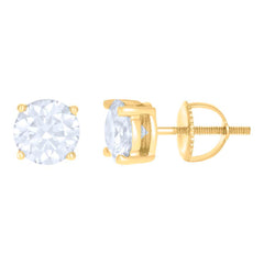 10 kt Gold Earrings 6 mm With Moissanite Ctw 1.60
