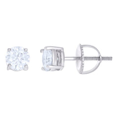 10 kt Gold Earrings 5 mm With Moissanite Ctw 1.00