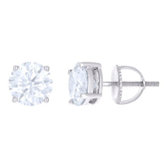 10 kt Gold Earrings 7 mm With Moissanite Ctw 2.40