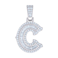 925 Silver Pendant Letter "C" Moissanite 0.50 ctw