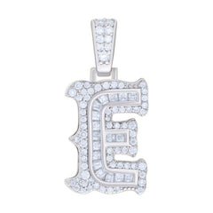 925 Silver Pendant Letter "E" Moissanite 0.44Ctw