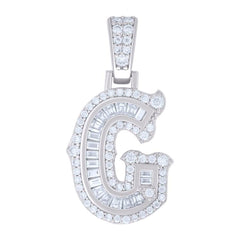925 Silver Pendant Letter "G" Moissanite 0.48Ctw