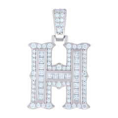 925 Silver Pendant Letter "H" Moissanite 0.60Ctw