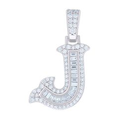 925 Silver Pendant Letter "J" Moissanite 0.46Ctw
