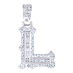 925 Silver Pendant Letter "L" Moissanite 0.51Ctw