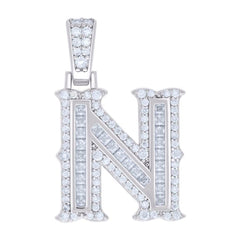 925 Silver Pendant Letter "N" Moissanite 0.51Ctw