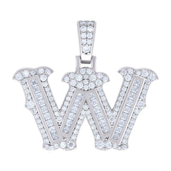 925 Silver Pendant Letter "W" Moissanite 0.94Ctw