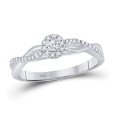 10kt White Gold Womens Round Diamond Solitaire Promise Ring 1/5 Cttw