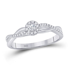 10kt White Gold Womens Round Diamond Solitaire Promise Ring 1/5 Cttw