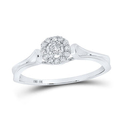 10kt White Gold Womens Round Diamond Solitaire Promise Ring 1/10 Cttw