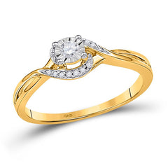 10kt Yellow Gold Womens Round Diamond Solitaire Promise Ring 1/10 Cttw