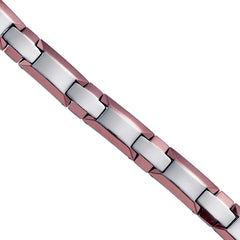 Tungsten Two Tone Mens Polished Link Bracelet 11mm Size 8.5 Inches