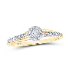10kt Yellow Gold Womens Round Diamond Halo Promise Ring 1/4 Cttw