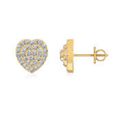 10K Yellow Gold Round Diamond Heart Shape Stud Earrings 1/3 Cttw