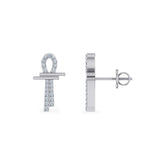 10K White Gold Round Diamond Ankh Religious Earrings 1/8 Cttw