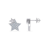10K White Gold Round Diamond Double Star Stud Earrings 1/6 Cttw