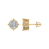 10K Yellow Gold Round Diamond Designer Stud Earrings 3/4 Cttw