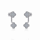 10K White Gold Womens Round Diamond Cluster Top Open Earrings 1/5 Cttw