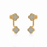 10K Yellow Gold Womens Round Diamond Cluster Top Open Earrings 1/5 Cttw