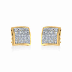 10K Yellow Gold Mens Princess Diamond Square Stud Earrings 1 Cttw