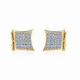 10K Yellow Gold Mens Princess Diamond Square Stud Earrings 3/4 Cttw