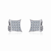 10K White Gold Mens Princess Diamond Square Stud Earrings 1/2 Cttw