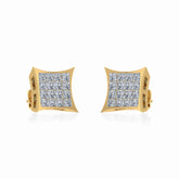 10K Yellow Gold Mens Princess Diamond Square Stud Earrings 1/2 Cttw