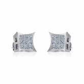 10K White Gold Mens Princess Diamond Square Stud Earrings 1/4 Cttw