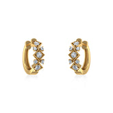 10K Yellow Gold Womens Round Diamond Small Huggies Earrings 5/8 Cttw