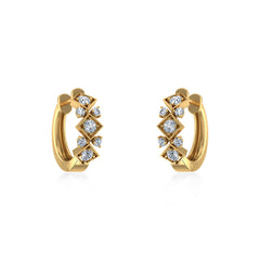 10K Yellow Gold Womens Round Diamond Small Huggies Earrings 5/8 Cttw