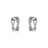 10K White Gold Womens Round Diamond Small Huggies Earrings 1/2 Cttw