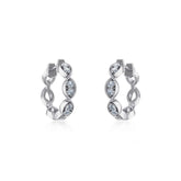 10K White Gold Womens Round Diamond Small Huggies Earrings 1/3 Cttw