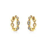 10K Yellow Gold Womens Round Diamond Small Huggies Earrings 1/3 Cttw