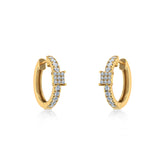 10K Yellow Gold Womens Round Diamond Small Huggies Earrings 5/8 Cttw
