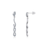 10K White Gold Round Diamond Infinity Dangling Earrings 1/2 Cttw