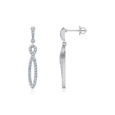 10K White Gold Round Diamond Infinity Dangling Earrings 5/8 Cttw