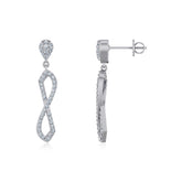 10K White Gold Round Diamond Twisted Dangling Earrings 7/8 Cttw
