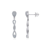 10K White Gold Round Diamond Cluster Infinity Floral Dangling Earrings 3/4 Cttw