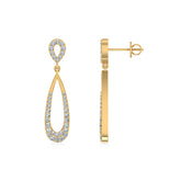 10K Yellow Gold Round Diamond Drop Shape Dangling Earrings 1/2 Cttw