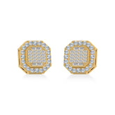 10K Yellow Gold Diamond Designer Stud Earrings 7/8 Cttw
