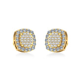10K Yellow Gold Round Baguette Diamond Stud Earrings 1 Cttw