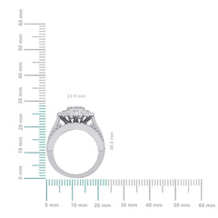 10K White Gold Round Baguette Diamond Womens Sz 7 Designer Bridal Ring 2-3/8 Cttw