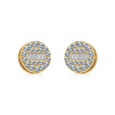 14K Yellow Gold Round Baguette Diamond Stud Earrings 3/8 CTTW