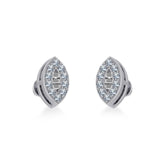 14K White Gold Baguette Diamond Marquise Shape Stud Earrings 1/8 Cttw