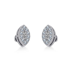 14K White Gold Baguette Diamond Marquise Shape Stud Earrings 1/8 Cttw