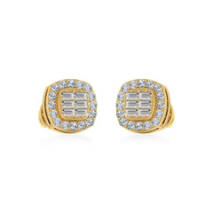 14K Yellow Gold Diamond Designer Stud Earring 1/3 Cttw
