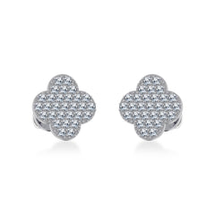 14K White Gold Diamond Designer Stud Earring 1/4 Cttw