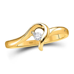 10kt Yellow Gold Womens Round Diamond Solitaire Promise Ring 1/20 Cttw