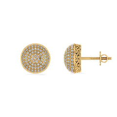 10K Yellow Gold Round Diamond Designer Mens Stud Earring 3/8 Cttw